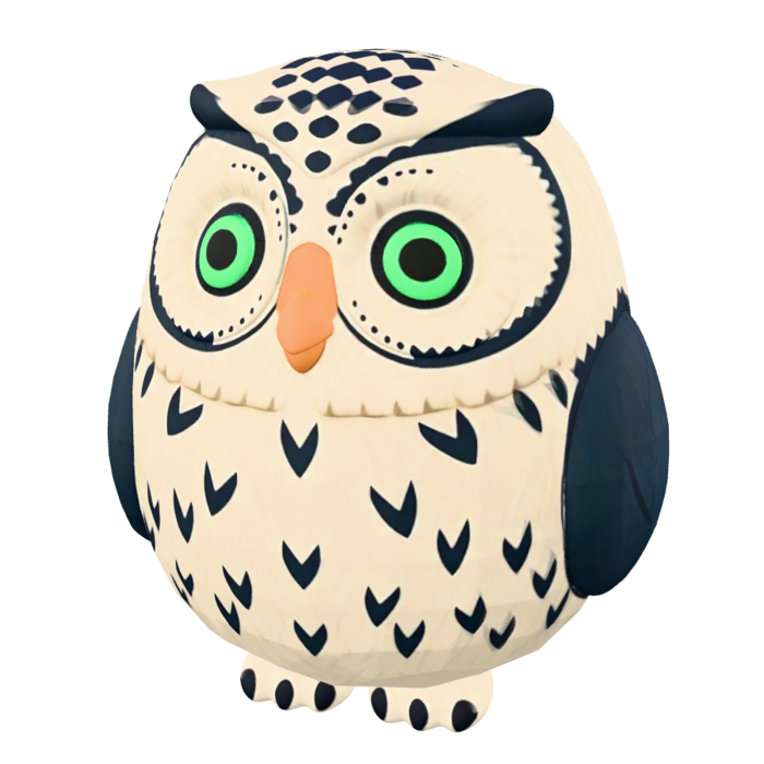 Owl with allow eyes