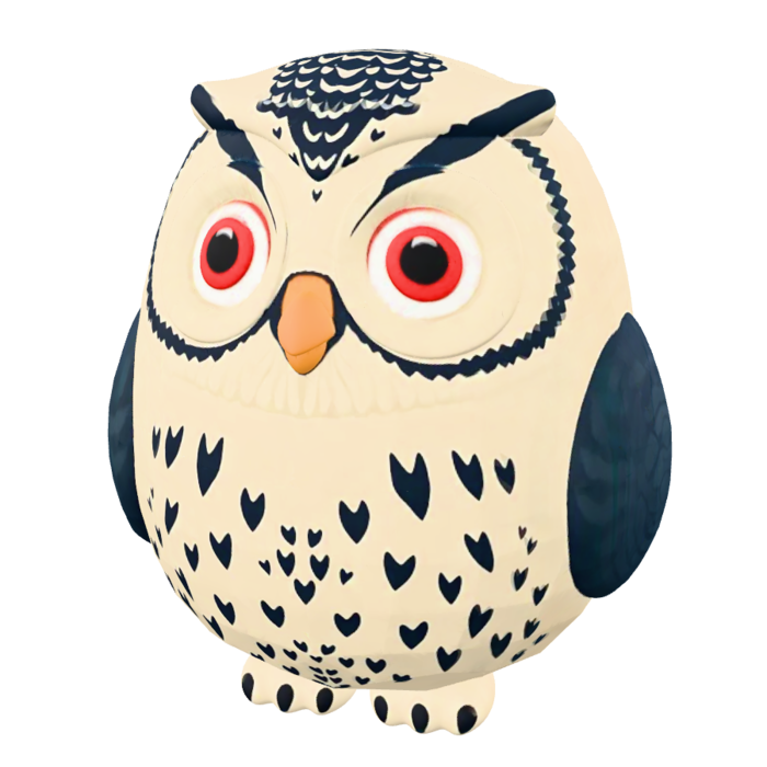 Owl with deny eyes